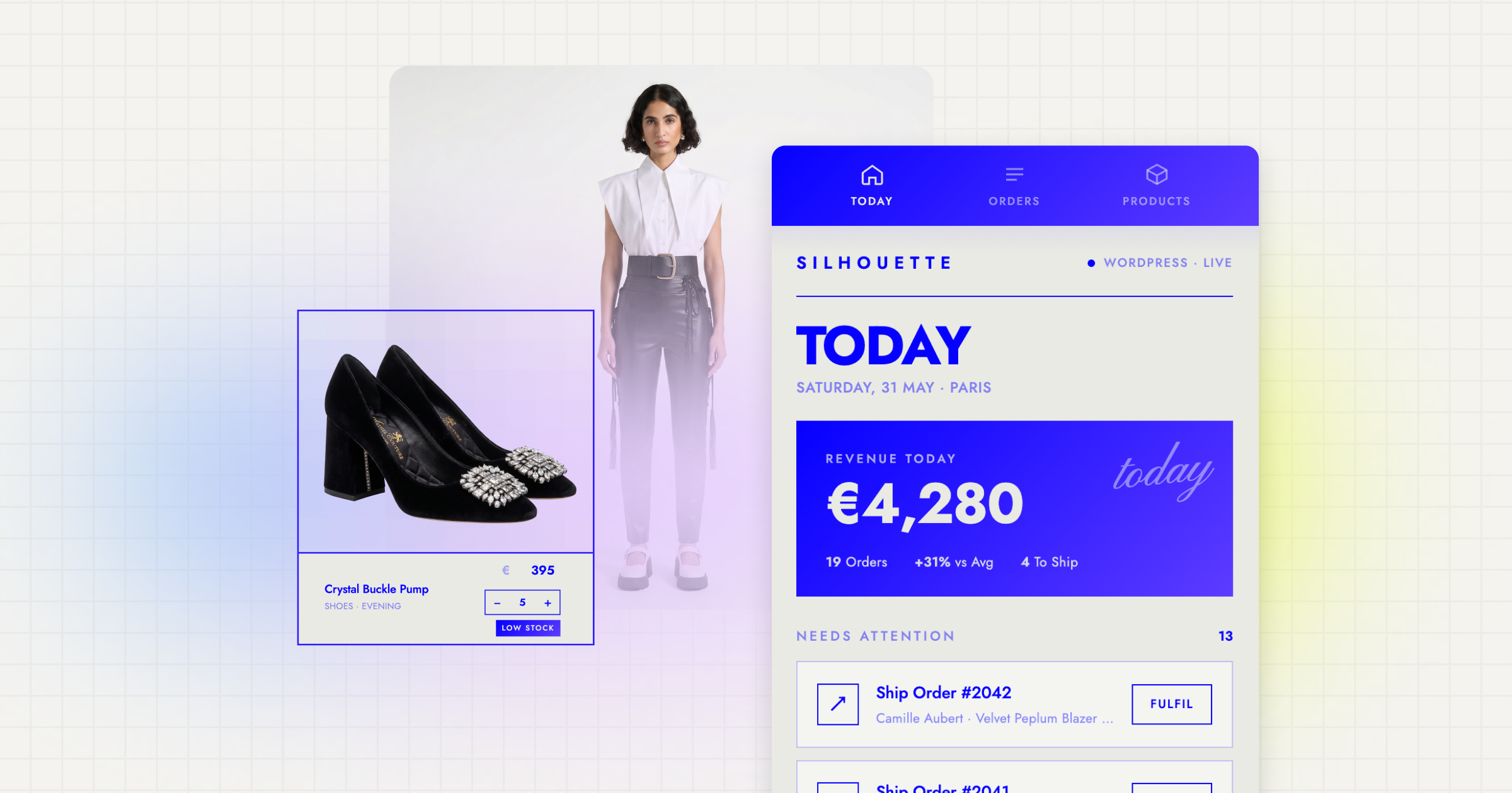 A store admin app with live orders and revenue